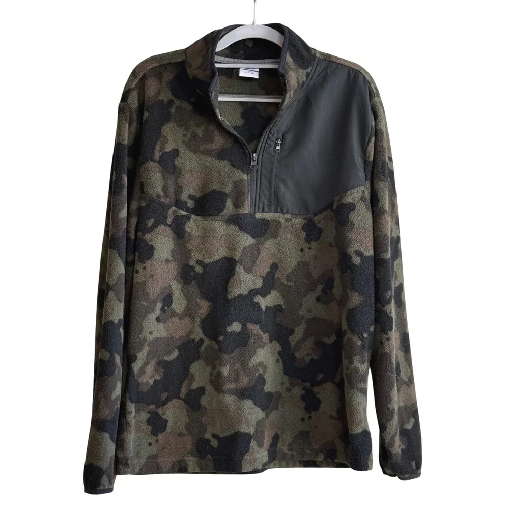 Starter‎ Mens Camouflage Fleece Quarter Zip Pullover Jacket Size M